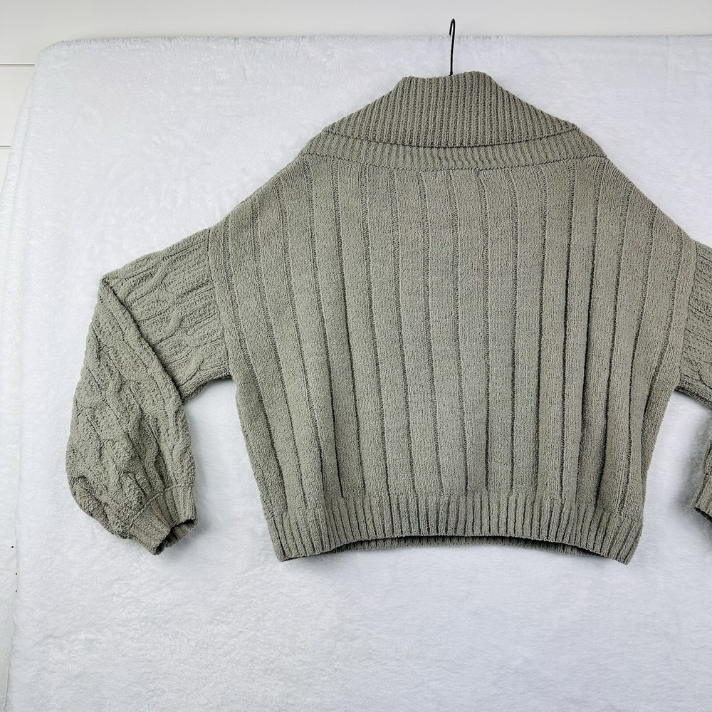 Moon And Madison Womens Sweater M Sage‎ Green Chenille Cowl Neck  Cable Knit EUC - Picture 12 of 13